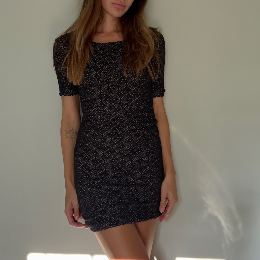 Free People Black Lady Pucker Chic Bodycon Mini Cocktail Dress Size XS